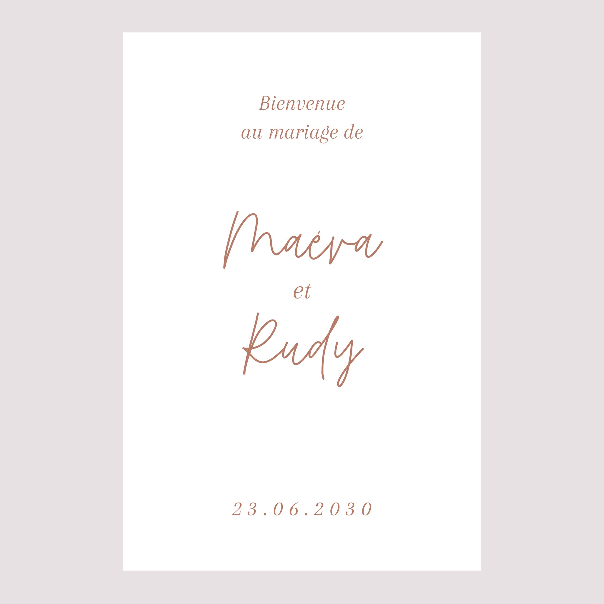 Panneau bienvenue Mariage Portrait 60 x 90 cm Epuré photo N° 2