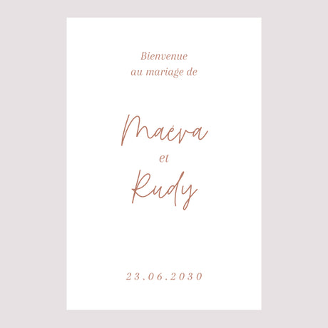 Panneau bienvenue Mariage Portrait 60 x 90 cm Epuré