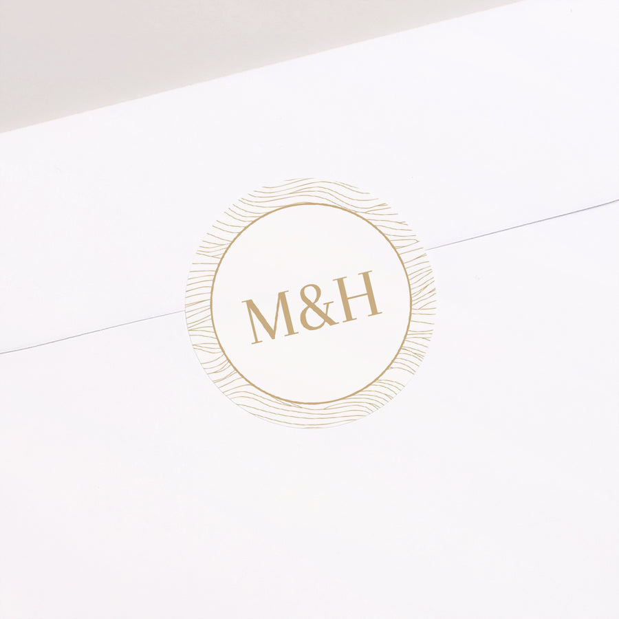 Sticker Mariage Rond vagues dorées photo