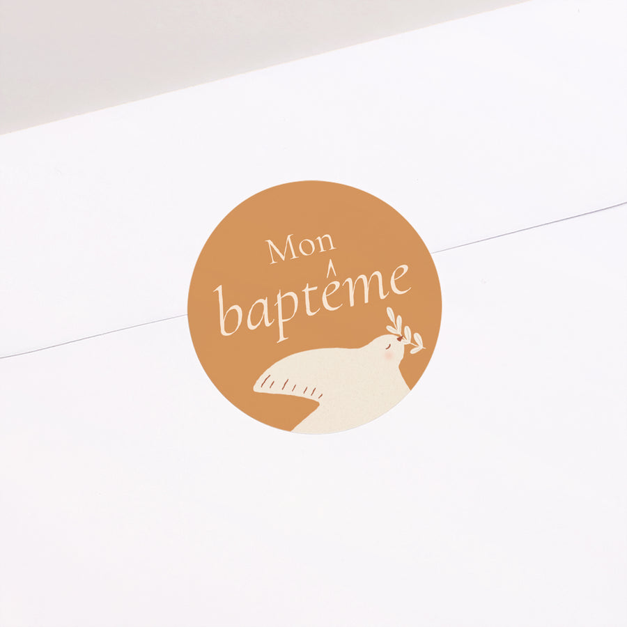 Sticker Baptême Rond Oiseau messager photo