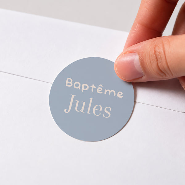 Sticker Baptême Rond Mon baptême tout doux photo