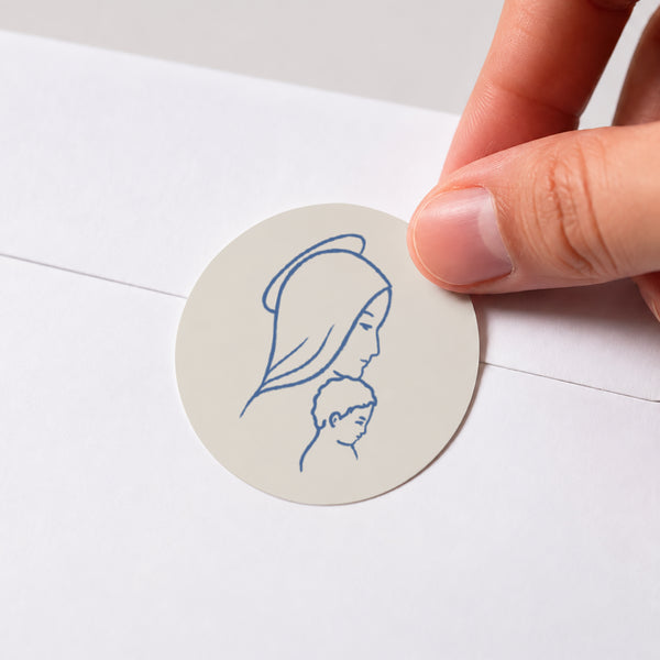 Sticker Baptême Rond Vierge à l'enfant photo