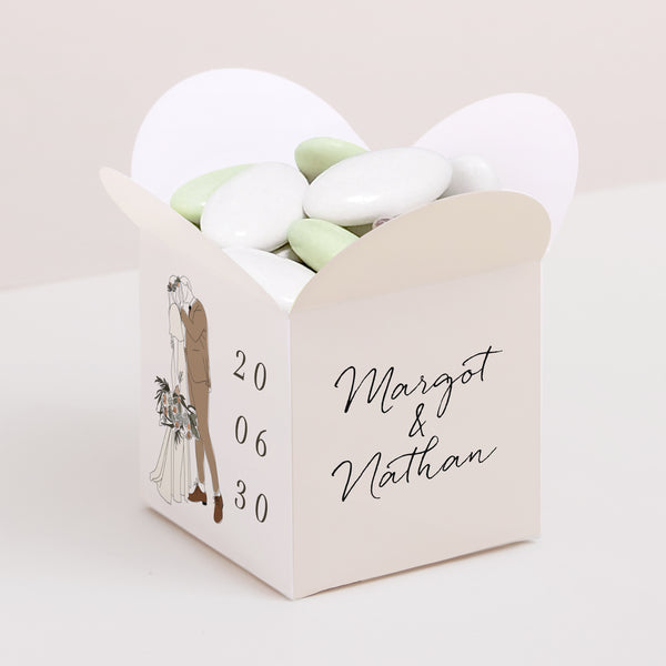 Boîte à dragées Mariage Ouverture papillon Couple Bohême photo