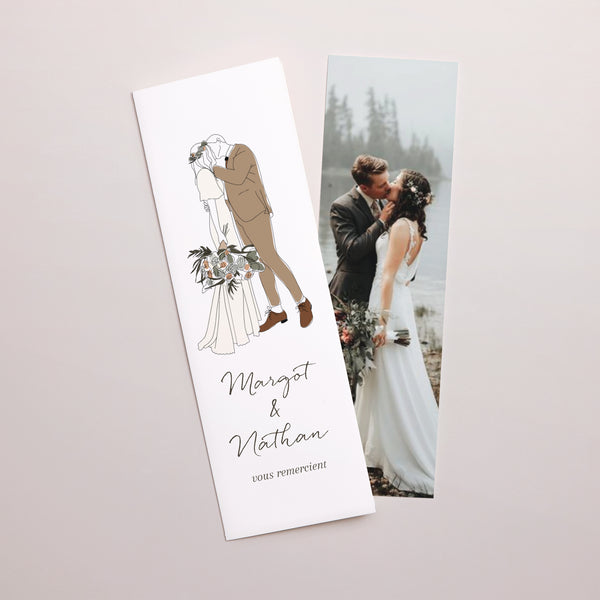 Remerciements Mariage Marque-page photo Couple Bohême photo