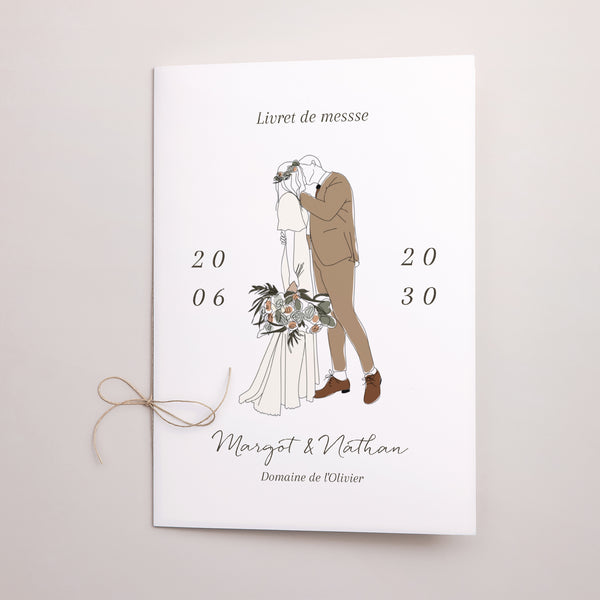 Livret de messe Mariage Double volet Couple Bohême photo