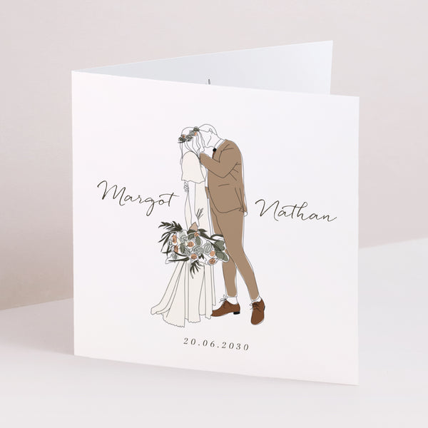 Faire-part Mariage Carré double volet Couple Bohême photo