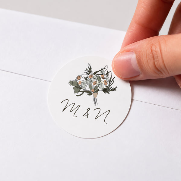 Sticker Mariage Rond Couple Bohême photo