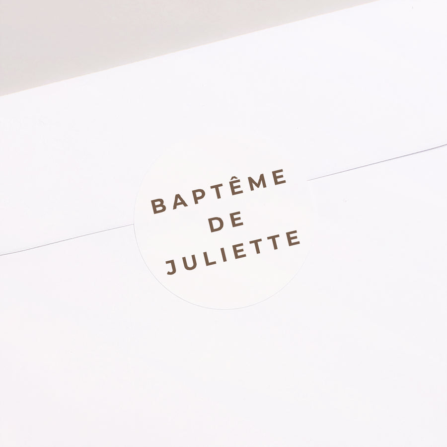 Sticker Baptême Rond Texte et photo photo
