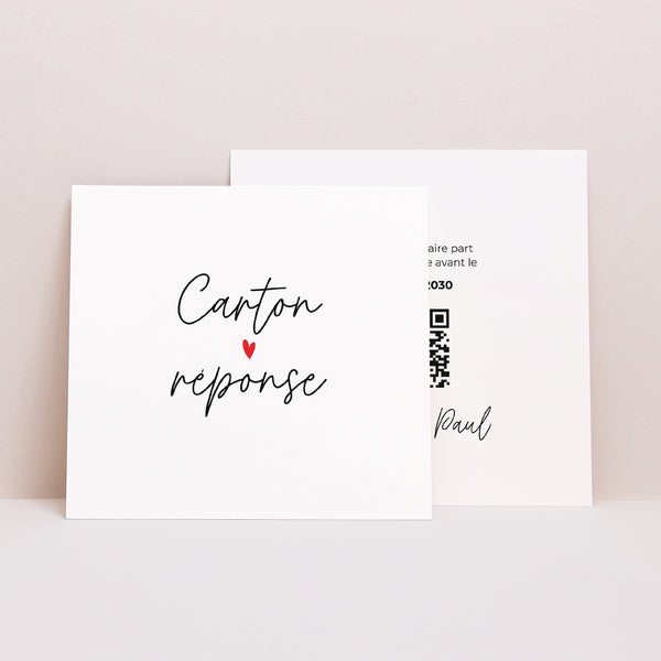 Carton réponse Mariage Carré Les heureux mariés photo