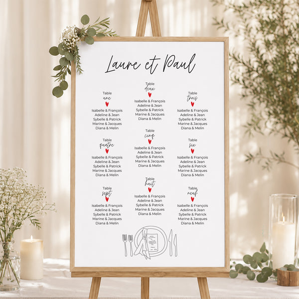 Plan de table Mariage Portrait Les heureux mariés photo