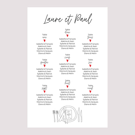Plan de table Mariage Portrait Les heureux mariés