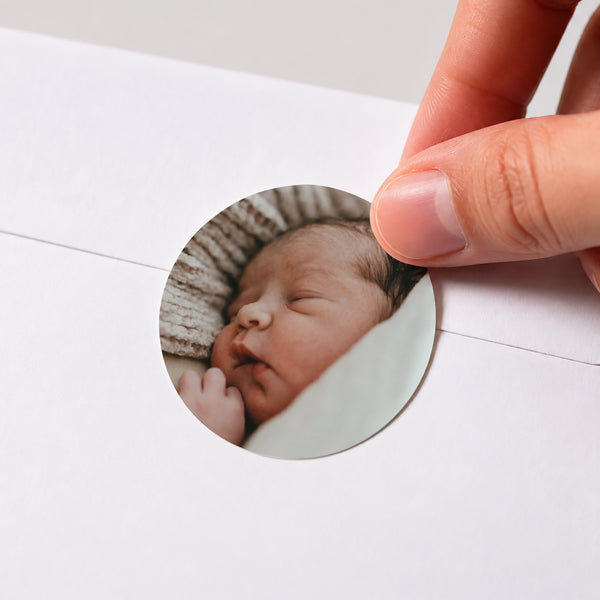 Sticker Naissance Rond La plus jolie photo