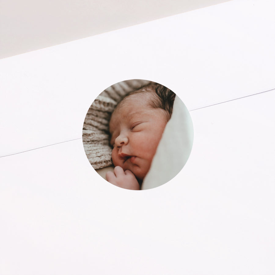 Sticker Naissance Rond La plus jolie photo