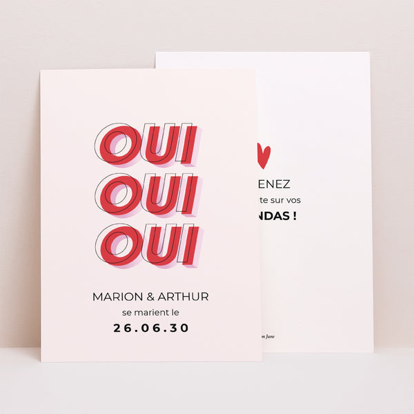 Save the date Mariage Portrait OUI 3D photo