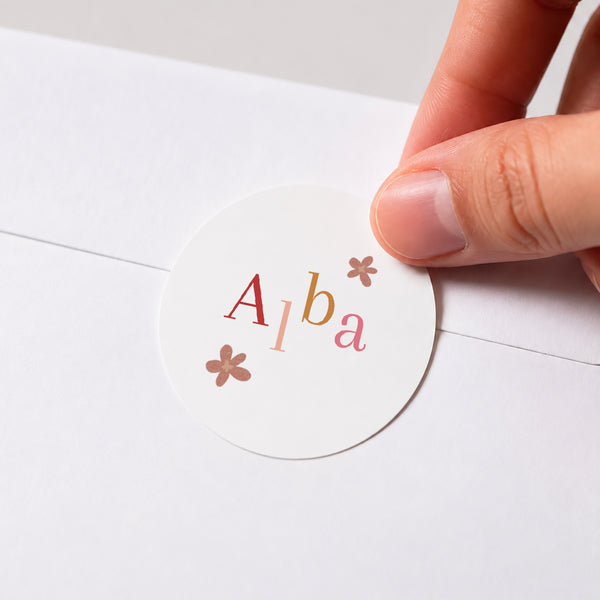Sticker Naissance Rond Typo couleurs photo