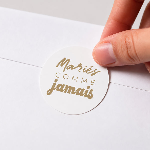 Sticker Mariage Rond Mariés comme jamais photo