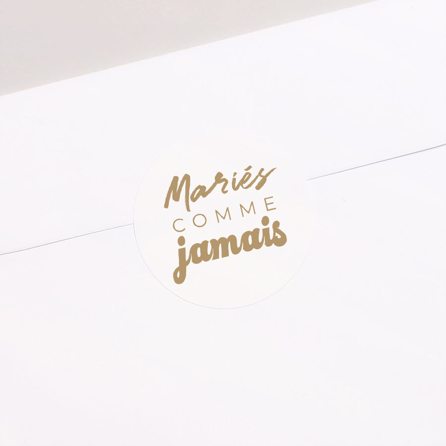 Sticker Mariage Rond Mariés comme jamais photo