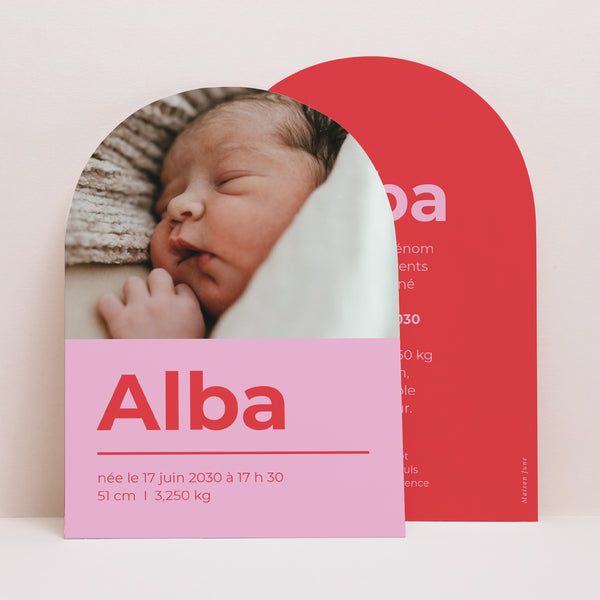 Faire-part Naissance Petite arche Red & Pink photo