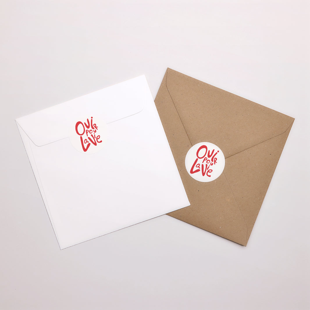 Sticker Mariage Rond Oui pour la vie Cream & Red photo N° 3