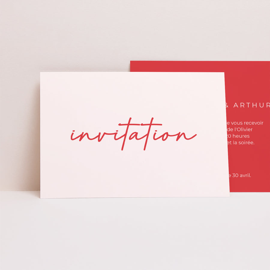 Invitations Mariage Paysage Red & Cream II photo