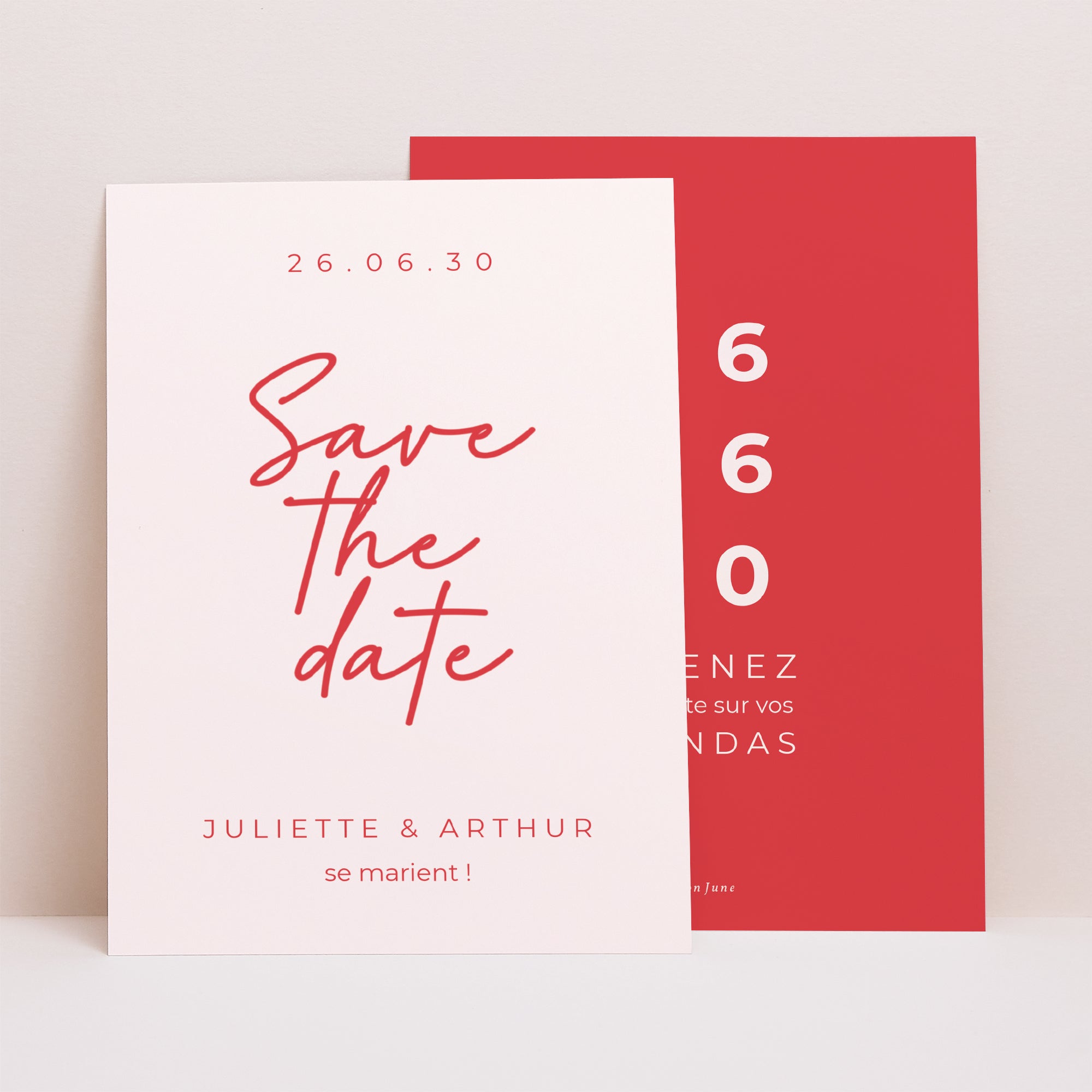 Save The Date Mariage Portrait Red Cream II Maison June Save The Date Mariage Portrait Red Cream II Maison June
