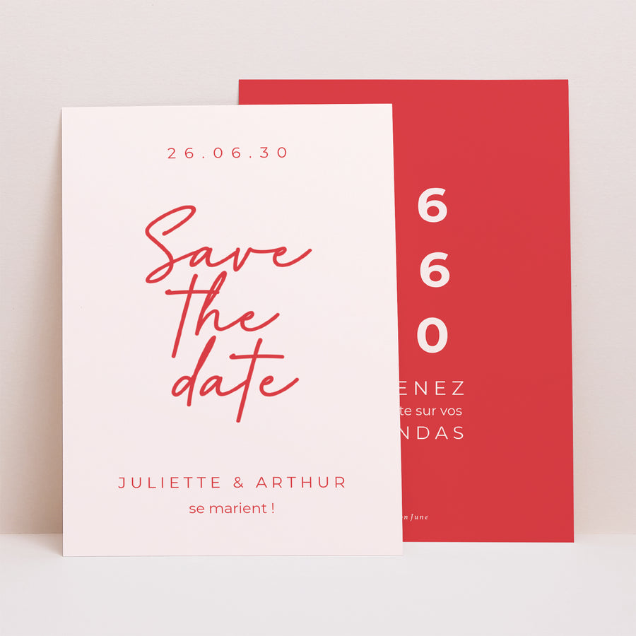 Save the date Mariage Portrait Red & Cream II photo