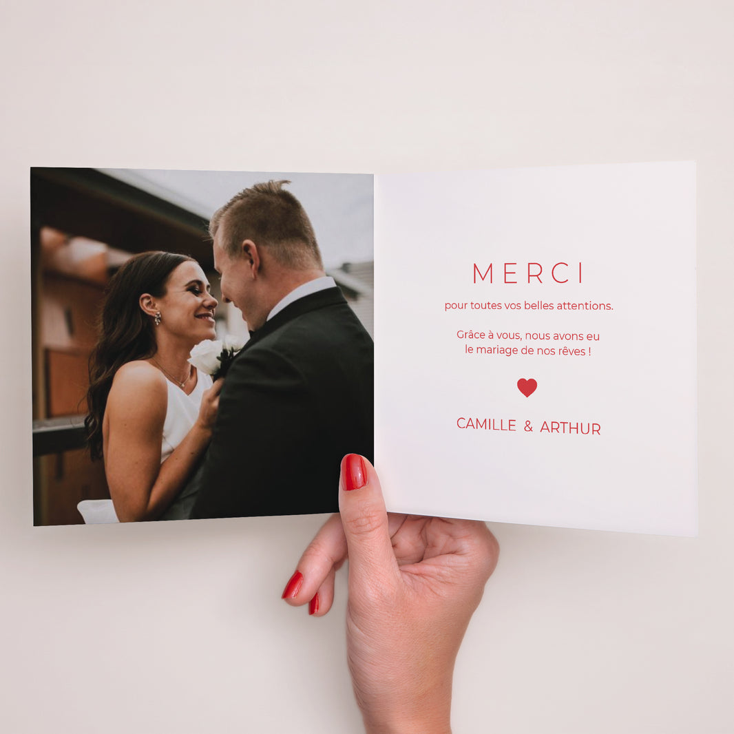 Remerciements Mariage Carré double volet Yellow sunshine photo N° 2