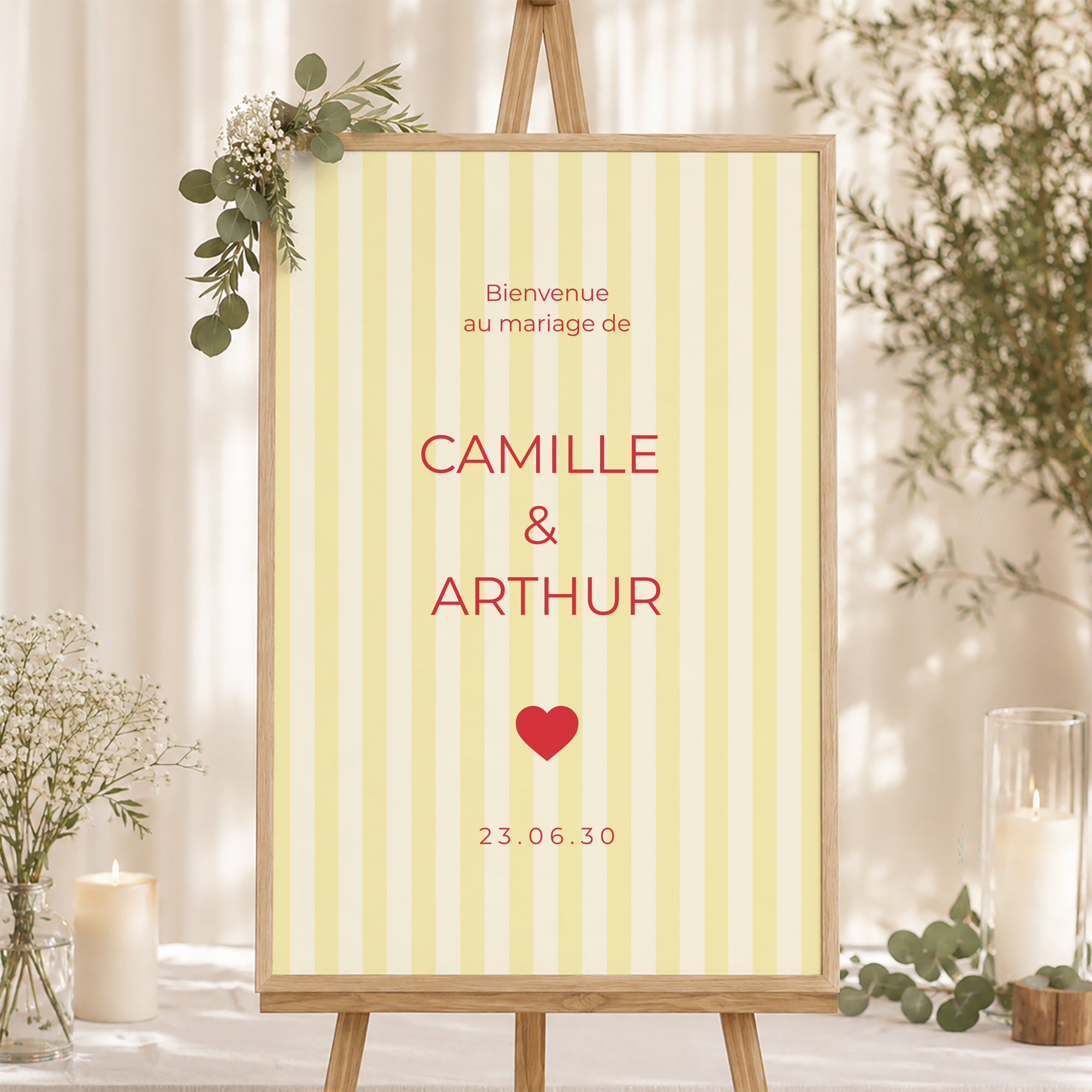 Panneau bienvenue Mariage Portrait 60 x 90 cm Yellow sunshine photo N° 1