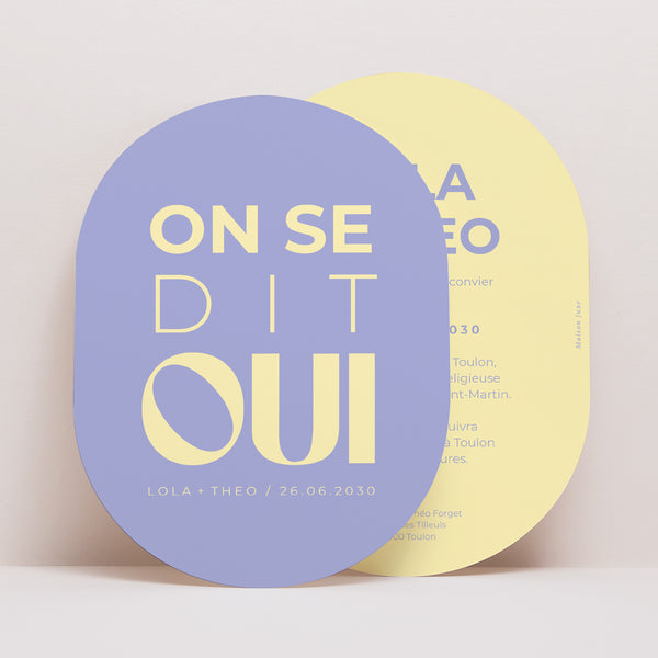 Faire-part Mariage Ovale Yellow graphic photo