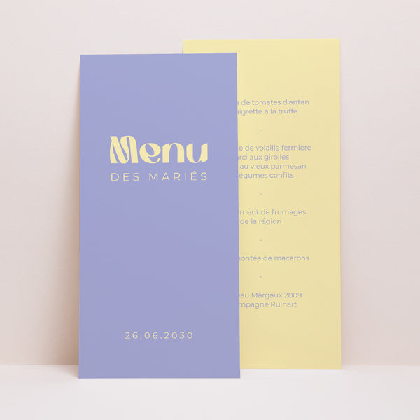 Menu Mariage Panoramique portrait Yellow graphic photo