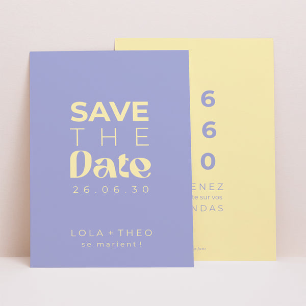 Save the date Mariage Portrait Yellow graphic photo