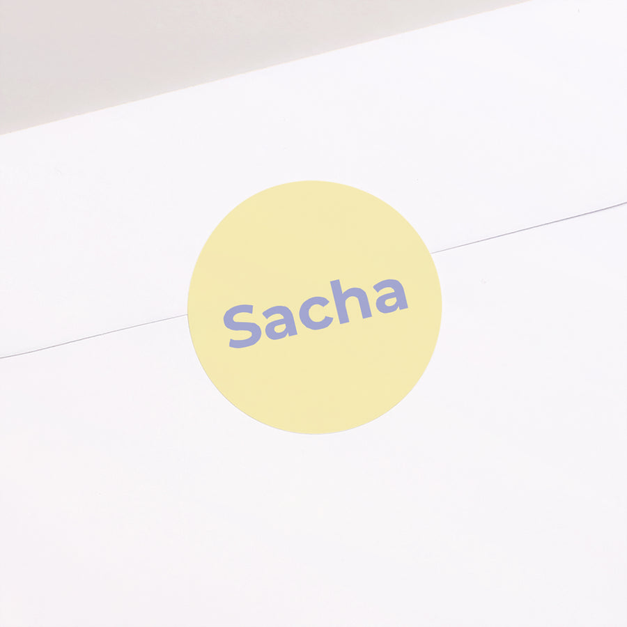 Sticker Naissance Rond Yellow & Purple Baby photo