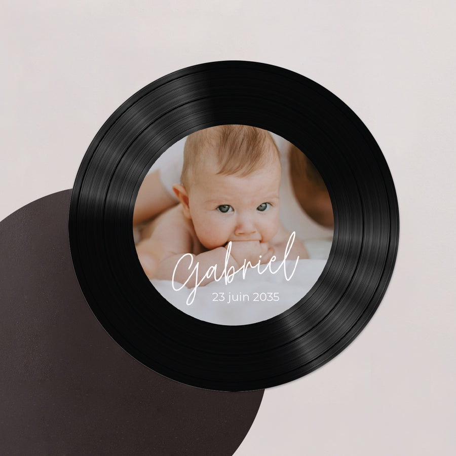 Faire-part Naissance Lot de 8, magnétique, rond, Ø 10cm single baby photo