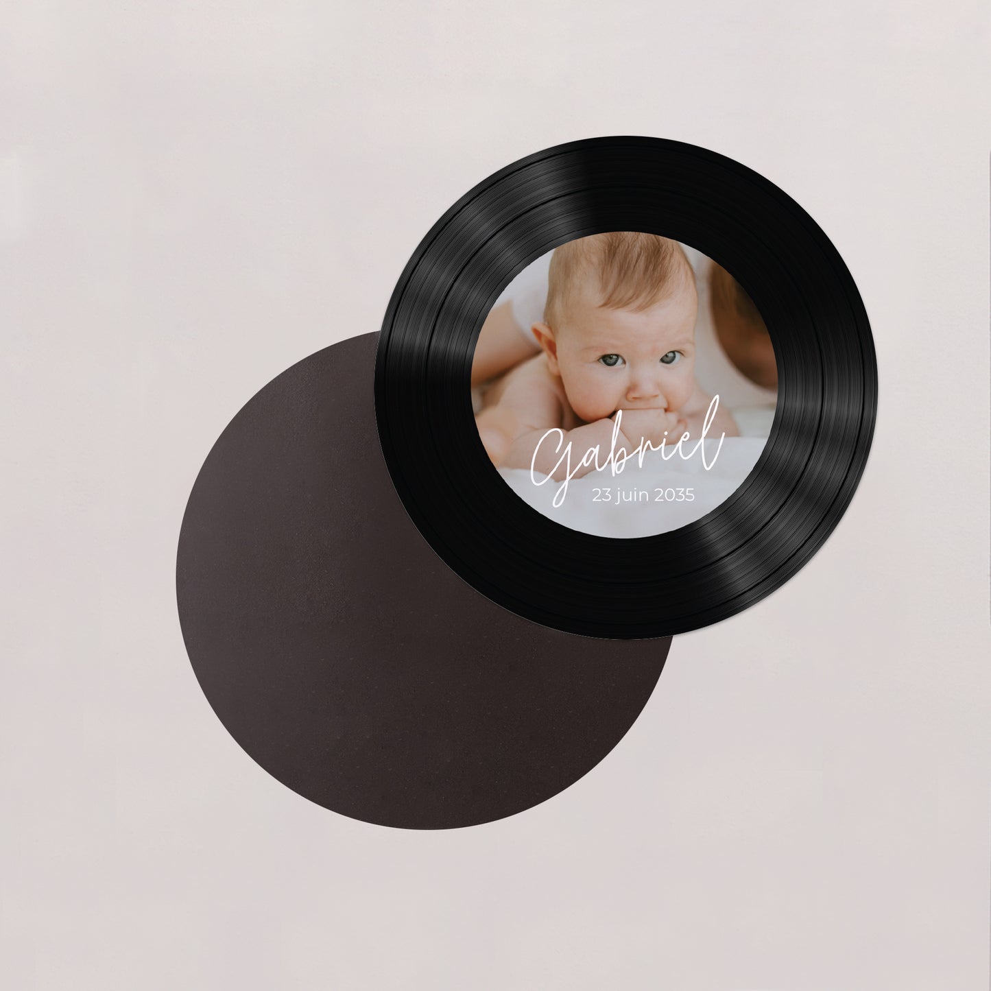 Faire-part Naissance Lot de 8, magnétique, rond, Ø 10cm single baby photo N° 2