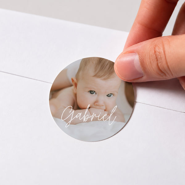 Sticker Naissance Rond Single baby photo