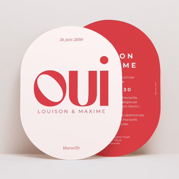 Faire-part Mariage Ovale Oui coeur photo