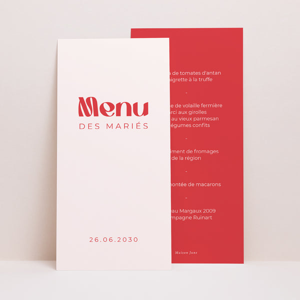 Menu Mariage Panoramique portrait Oui coeur photo