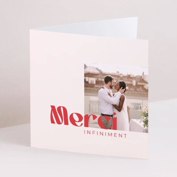 Remerciements Mariage Carré double volet Oui coeur photo