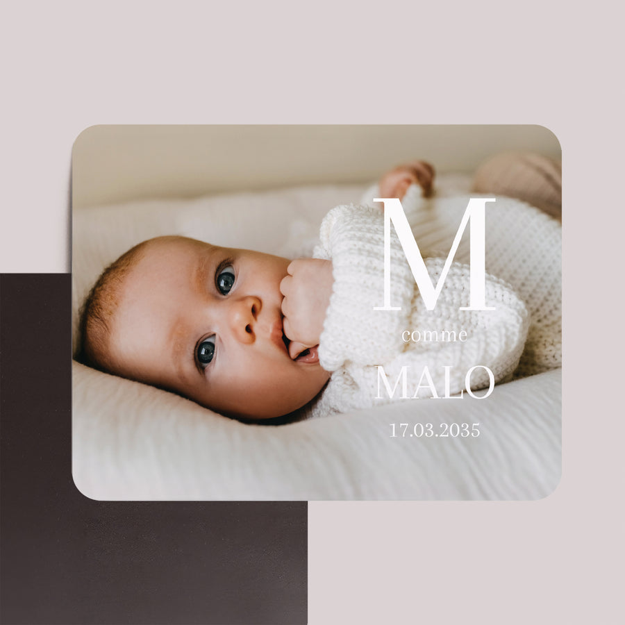 Faire-part Naissance Lot de 8, magnétique, paysage, rectangle coins arrondis Full photographique photo