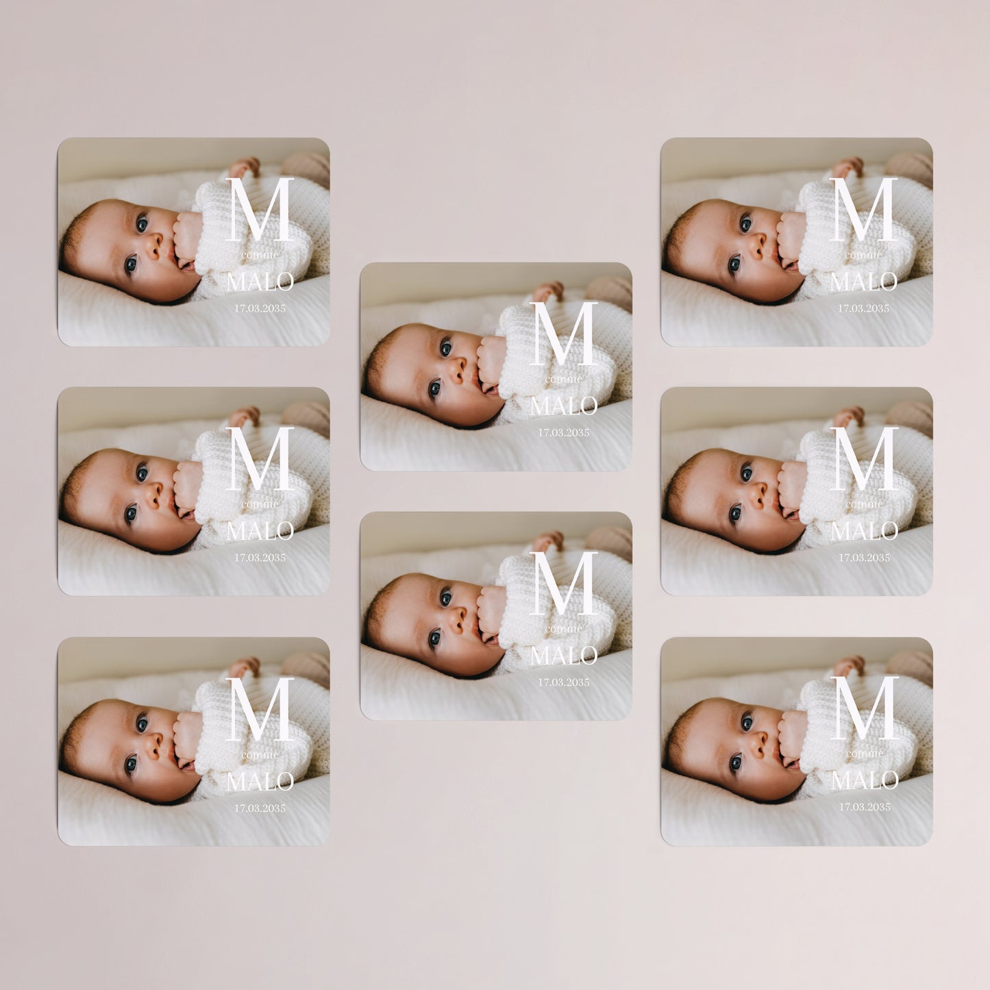 Faire-part Naissance Lot de 8, magnétique, paysage, rectangle coins arrondis Full photographique photo N° 3