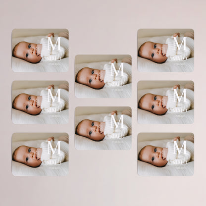 Faire-part Naissance Lot de 8, magnétique, paysage, rectangle coins arrondis Full photographique photo N° 3