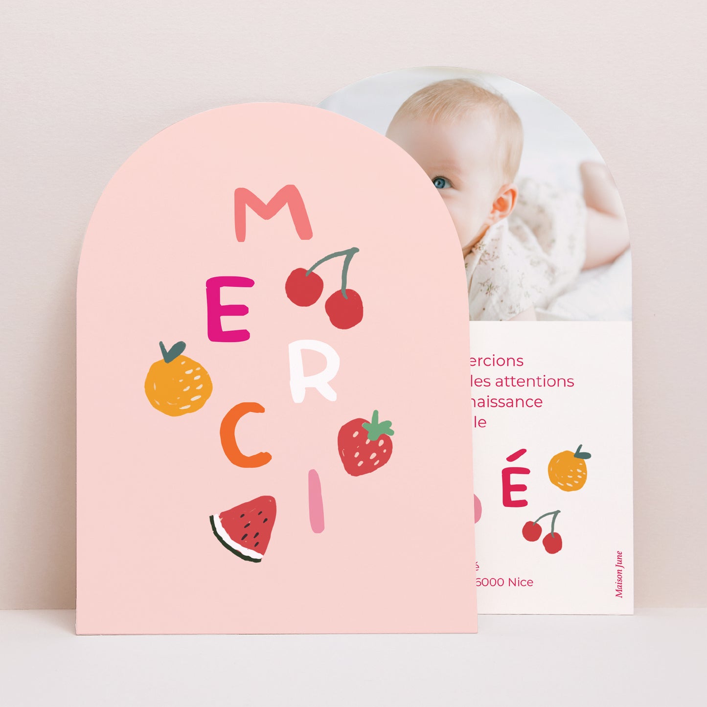 Remerciements Naissance Petite arche Matisse pink photo N° 1
