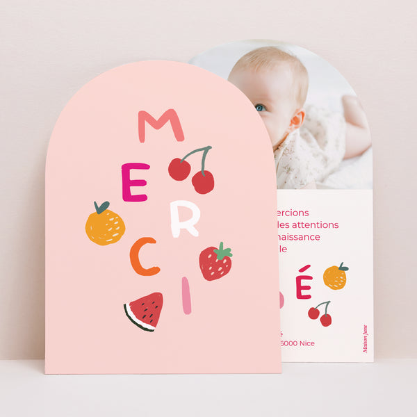 Remerciements Naissance Petite arche Matisse pink photo