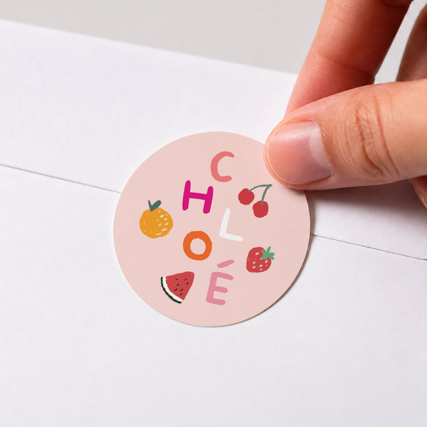 Sticker Naissance Rond Matisse pink photo