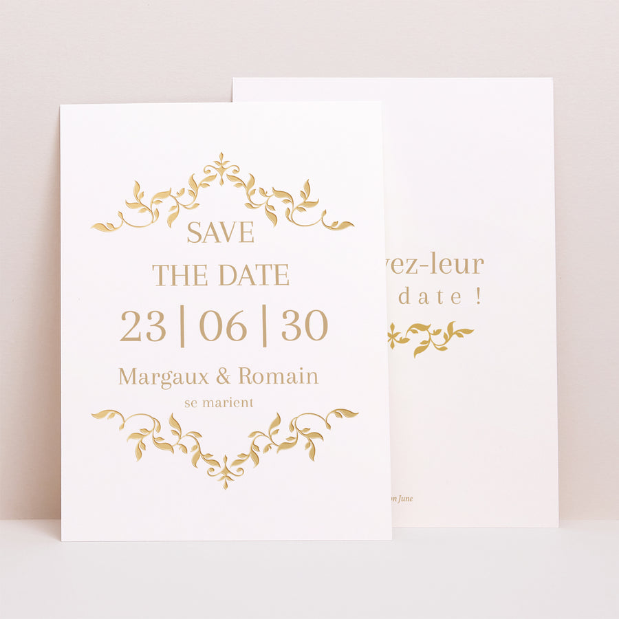 Save the date Mariage Portrait Baroque chic photo