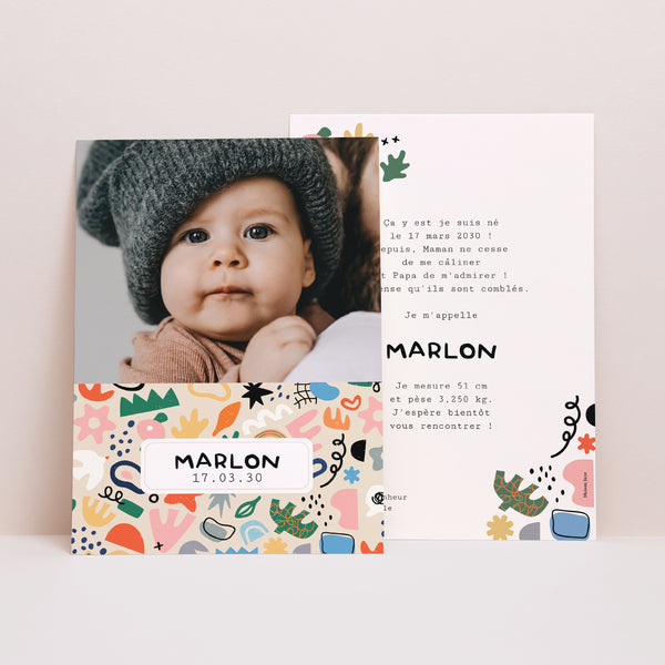 Faire-part Naissance Portrait Matisse coloré photo