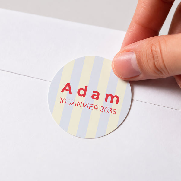 Sticker Naissance Rond Fresh Ice Cream Blue photo