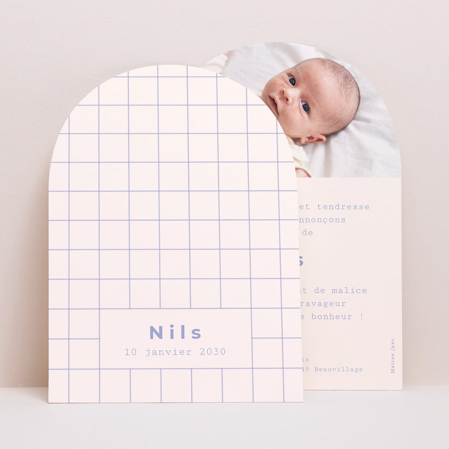 Faire-part Naissance Petite arche New Vichy Lavande photo