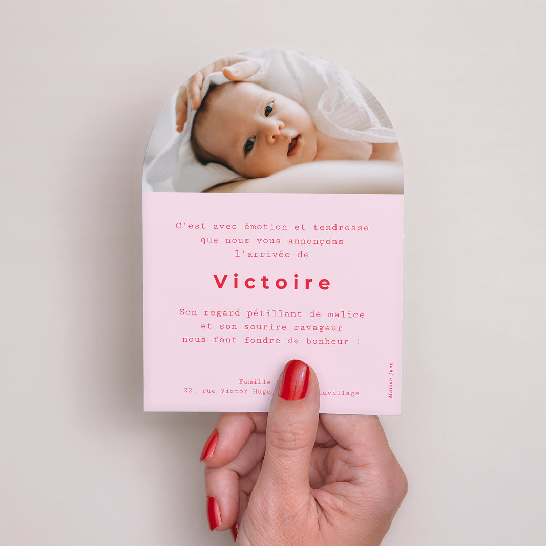 Faire-part Naissance Petite arche New Vichy Pink photo N° 3