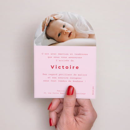 Faire-part Naissance Petite arche New Vichy Pink photo N° 3